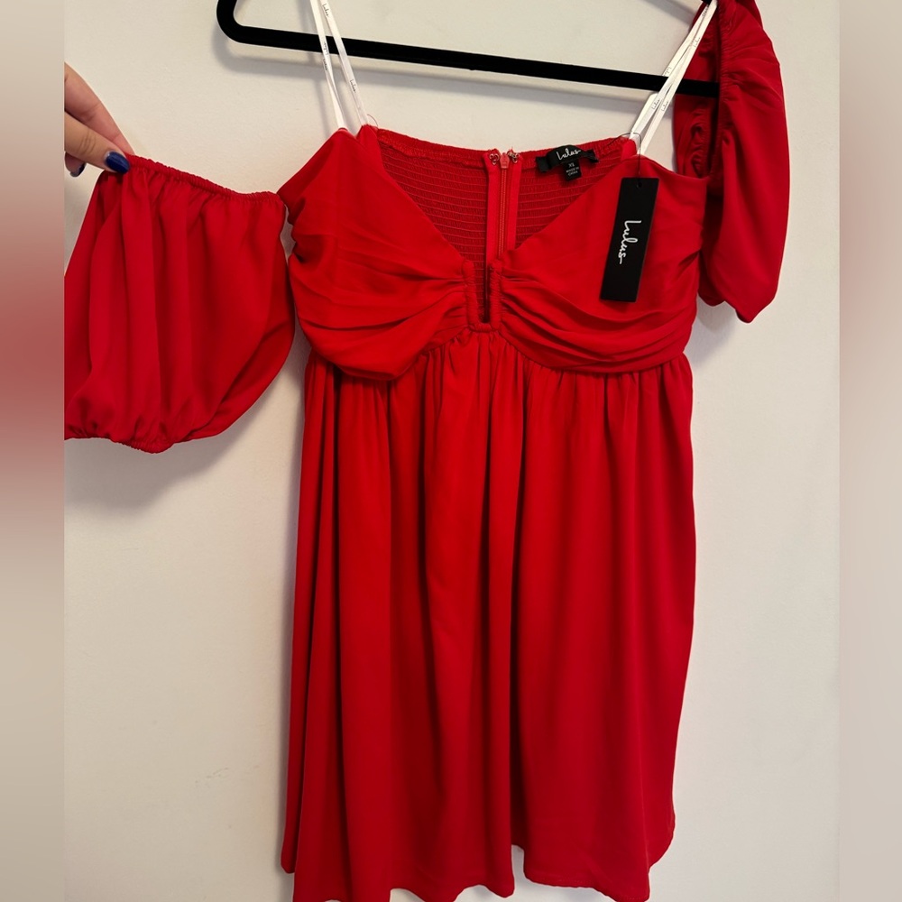 NWT Lulus My Dream Date Red Off-the-Shoulder Mini Dress XL